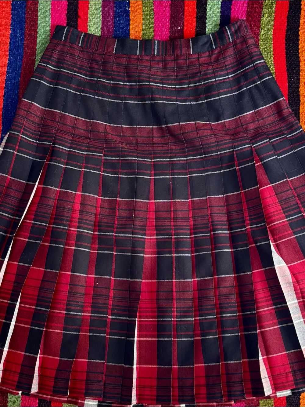 Pendleton Red and Black Plaid Pleated Skirt